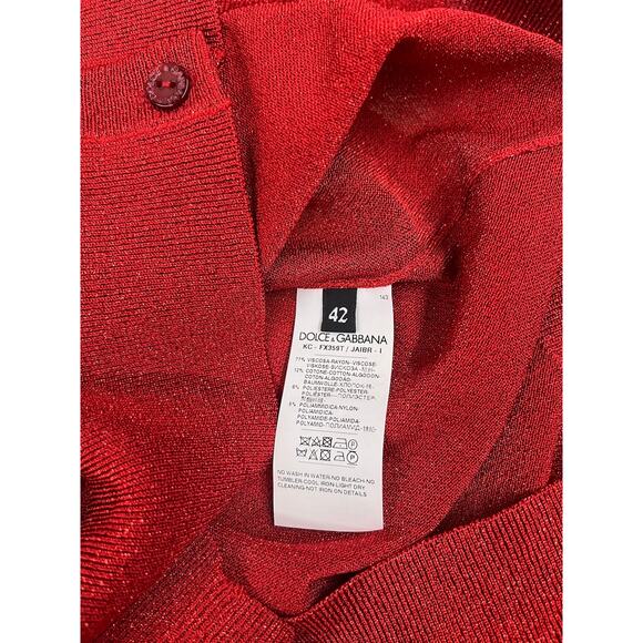 NWT Dolce & Gabbana Red Black Lame ace Cardigan top  IT 44 US L - Picture 9 of 11